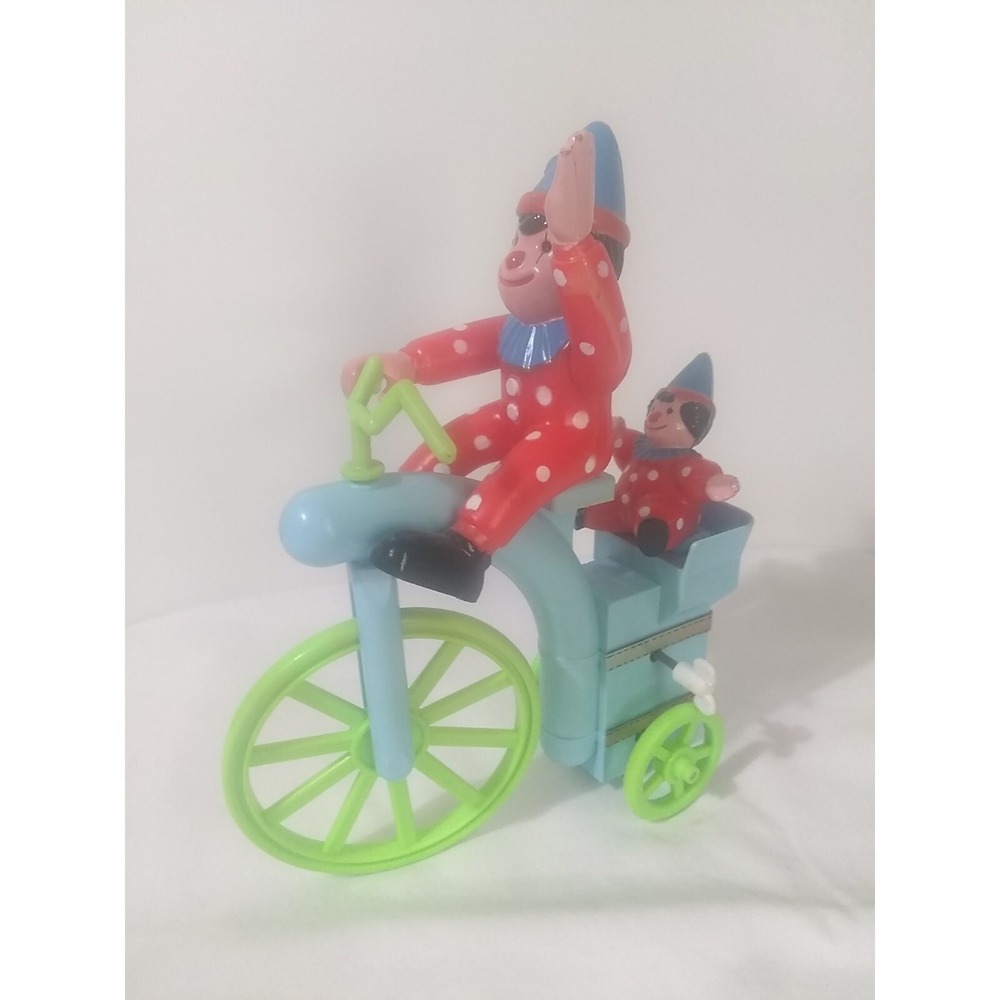 Vintage Wind-up Toy Joker And Old-fashioned Cycle New In Box READ